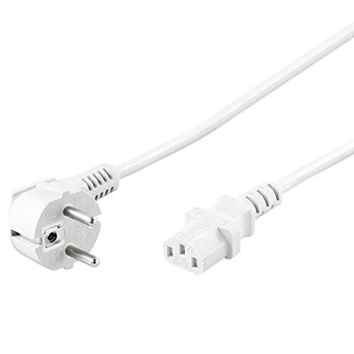 Immagine di PremiumCord Cavo di Alimentazione 230 V 3 m con Contatto Messa a Terra Angolato su Presa C13, IEC 320, PC Pin, Colore Bianco