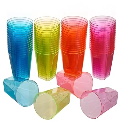 Immagine di Matana 40 Bicchieri in Plastica Rigidi Colorati (Neon, 210ml) Succhi, Limonata, Cocktail, Punch Compleanni, Feste per Bambini, Matrimoni, Barbecue Resistenti e Riutilizzabili