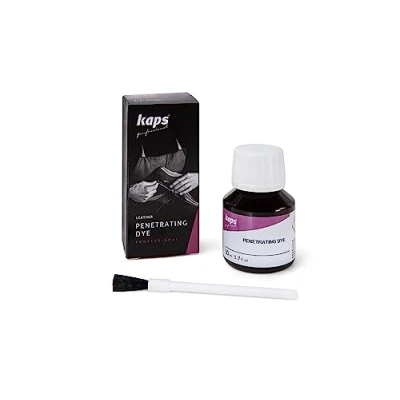 Immagine di Kaps Tinta Penetrante, Colorante Penetrante Per Pelle Liscia Naturale, Granita e Ecopelle, Borse, Scarpe Accessori, 50ml (118 Nero)