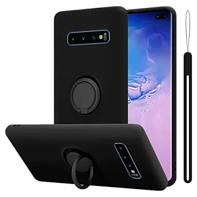 Immagine di Cadorabo Custodia compatibile con Samsung Galaxy S10 PLUS in LIQUID NERO per Cellulare Silicone TPU Flessibile Anello Paraurti Cover Posteriore Ultra Sottile