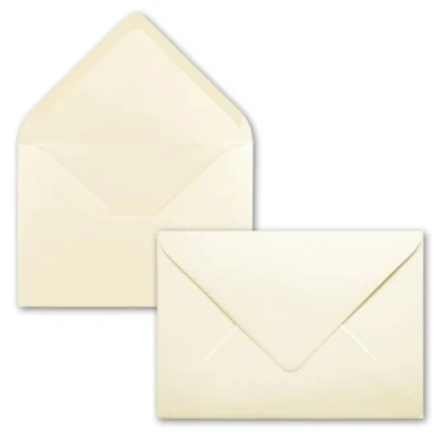 Immagine di 25x Buste B6 17,5 x 12,5 cm vaniglia/crema colla umida con lembo a punta 120 g/m² per matrimoni, biglietti d&#039;auguri, inviti