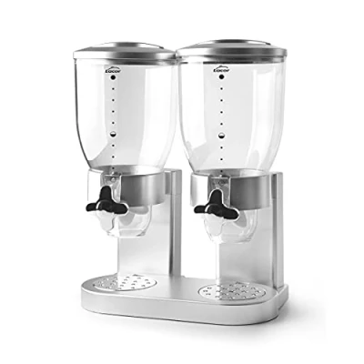 Immagine di LACOR 62596 Dispenser di cereali, frutta secca, pasta e caramelle, doppio contenitore, due contenitori da 2 L, sistema girevole, senza BPA, 27 x 16,5 35 cm, grigio