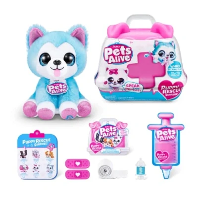 Immagine di Pets Alive Pet Shop Surprise Series 3 Puppy Rescue by ZURU, Wolf Dog, Nurture Play, Soft Toy Unboxing, Heal Adopt Interactive, Ultra Plushies with Electronic Speak and Repeat (Wolf Dog)