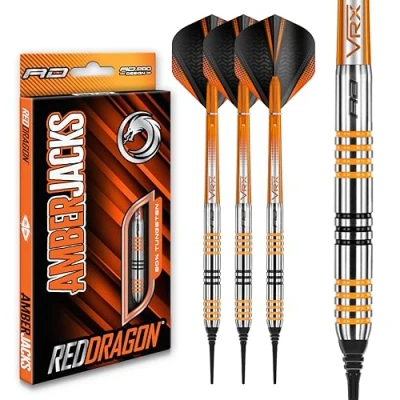 Immagine di RED DRAGON Amberjack 3 Freccette Professionali Softip Set di da 18 Grammi con Alette e aste