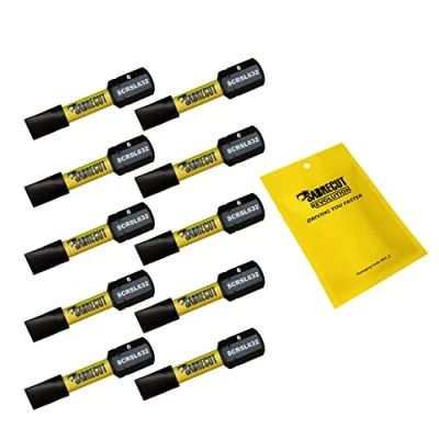 Immagine di 10 x SabreCut SCRSL632_10 32 mm SL6 Set di punte per cacciavite a impatto magnetico scanalato Single Ended Heavy Duty compatibile con Dewalt Milwaukee Bosch Makita e altri