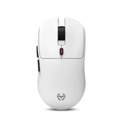 Immagine di KROM KLEVER WHITE Mouse da gioco wireless ultraleggero, 55gr, sensore ottico di precisione Pixart PMW 3325, 6 pulsanti, livelli DPI fino a 10000, ricevitore 2,4 GHz incluso, USB, bianco.