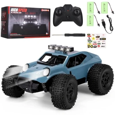 Immagine di 2,4 GHz Macchina Telecomandata,1/20 RC Radiocomandata Ad Alta Velocità Con 3 Batterie, Fuoristrada A Trazione Integrale Luci Led, Regalo Per Bambini Di 5 14 Anni