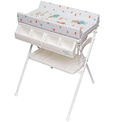 Immagine di ib style® KOA Fasciatoio con vasca da bagno cambia bambini mobile Pieghevole 4 disegni MY LITTLE FARM COLOR