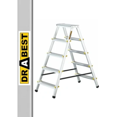 Immagine di DRABEST SCALETTE SERIE PRO 2x5 Step Scala Bifacciale in Alluminio per Uso Domestico 150kg Scaletta Scale Multiuso Pieghevole 46x110x16cm