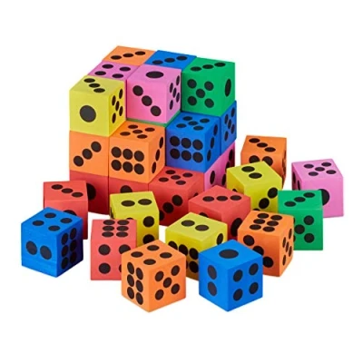 Immagine di Relaxdays Dadi in Gommapiuma, Set da 36, 4 x cm, Cubi Morbidi, Giochi Didattici per Bambini, Scuola, Vari Colori