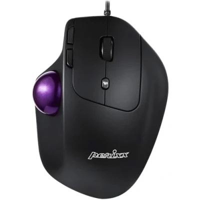 Immagine di Perixx PERIMICE 520 Mouse ergonomico Cablato Nero 8 Tasti 2 dpi con trackball