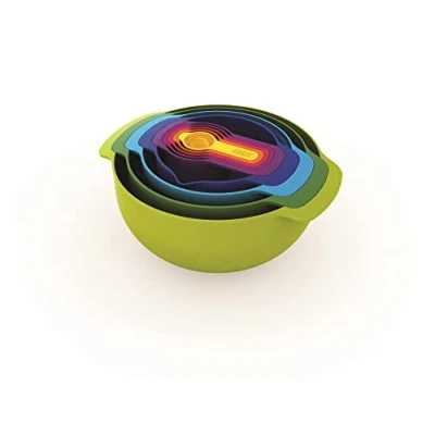 Immagine di Joseph Nest 9 Plus, set compatto per la preparazione dei cibi con ciotole mescolare, misurini, setaccio e colino, multicolore