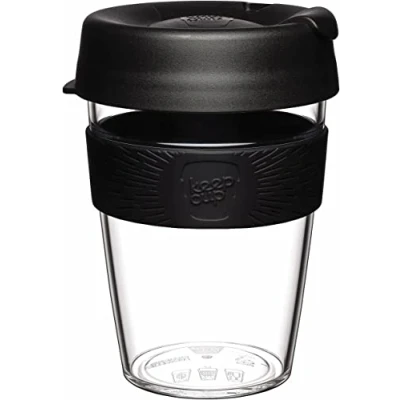 Immagine di KeepCup Tazza da caffè originale, leggera, riutilizzabile, con coperchio antispruzzo, 340 ml, colore nero