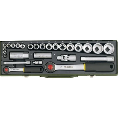 Immagine di Proxxon Industrial Kit di chiavi a bussola metrico 1/4 (6.3 mm), 1/2 (12.5 mm) 27 parti 23020