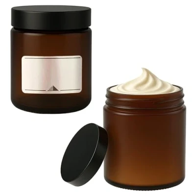 Immagine di mikken 2 vasetti in vetro da 180 ml, colore marrone, con etichette
