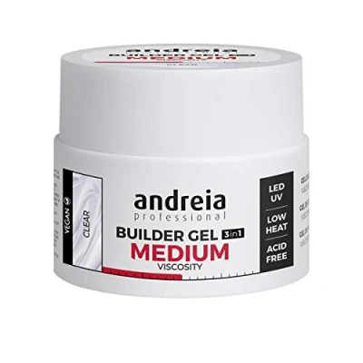 Immagine di Andreia Professional Gel di costruzione per unghie, Viscosità media, perfetto come base e top coat, kit nail art LED &amp; UV, prodotto vegano neutro in carbonio, trasparente 44 g
