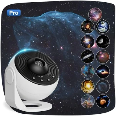 Immagine di Macchiatto Planetarium proiettore cielo stella, galassia con 12 dischi di pellicola, luce notturna regolabile a 360, per camera da letto, soffitto, bambini adulti