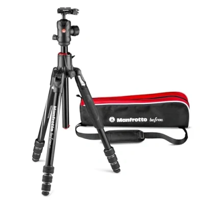 Immagine di Manfrotto Befree GT XPRO Treppiede Fotocamera in Alluminio, Testa a Sfera Centrale 496, Chiusura Twist,Colonna 90 Gradi, Piastra 200PL PRO, Reflex, CSC, Mirroless, Macrofotografia, MKBFRA4GTXP BH