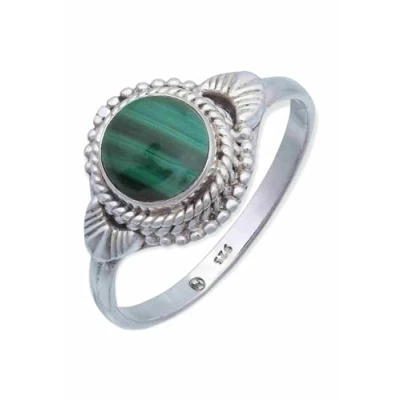 Immagine di Anello argento 925 con pietre preziose malachite pietra verde sterling da donna in vero (MRG 153 10 (54))