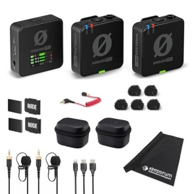 Immagine di Rode Wireless Pro Set microfono digitale a 2 canali senza fili + panno in microfibra Keepdrum