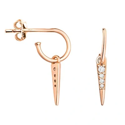 Immagine di SOFIA MILANI Orecchini da Donna in Argento 925 Placcati Oro Rosa e con Pietra Zircone Creoli a Barra 21032