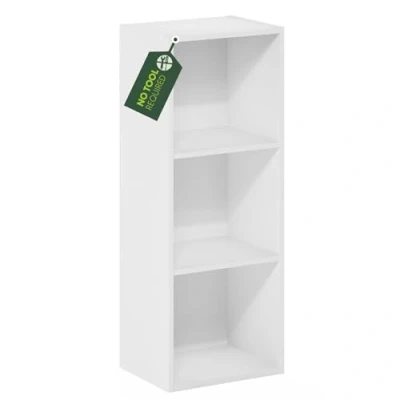 Immagine di Furinno Pasir Libreria a scaffale aperto 3 livelli senza attrezzi, bianco