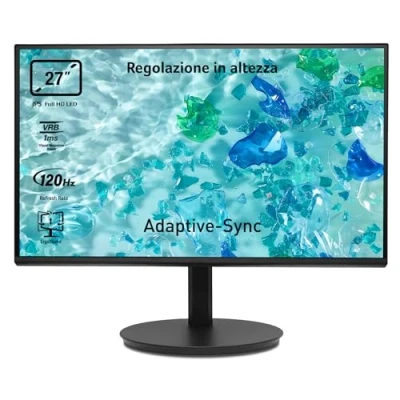Immagine di acer Vero CB272Gbirf Monitor PC 27&quot;, Display IPS Full HD 120 Hz, 1ms VRB, 16:9, AdaptiveSync, VGA, HDMI 1.4, Lum 250 nits, Regolazione in altezza, ZeroFrame Pro, Cavo Incluso, Nero