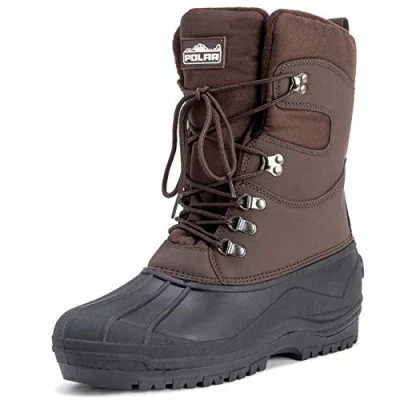 Immagine di Polar Uomo Tall Rete di Nylon Anatra Impermeabile Suola Allacciare Inverno La Neve Stivali Marrone UK11/EU45 YC0446