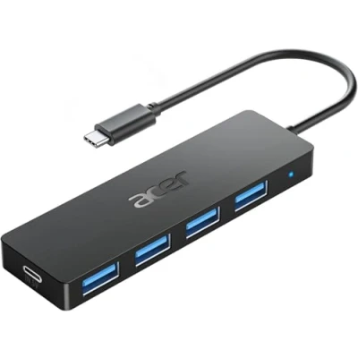 Immagine di Acer Hub USB C 3.0 con 4 Porte, Multiplo, Adattatore ad Alta Velocità 5Gbps Cavo da 20 cm e Porta di Alimentazione C, Estensore per PC, MacBook, Laptop, Chiavetta