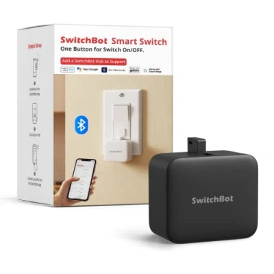 Immagine di SwitchBot Interrutore Robot Intelligente Controllo APP Bluetooth o Timer, Facile da Usare, Necessità Hub per Supportare Alexa, Google Home e il Telecomando, Automazione Domestica (Nero)