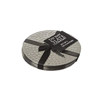 Immagine di The Just Slate Company JS/SS/FH/C4/B Set di 4 sottobicchieri piatti in acciaio inox, colore: Argento