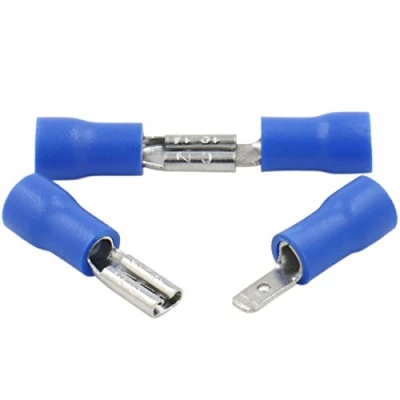 Immagine di Heschen Disconnetti rapidi maschio/femmina isolati in vinile, ‎FDD+MDD2 110, terminale per cavi da 2,8 x 0,5mm, 1,5 2,5mm² (16 14 AWG), blu, confezione 100