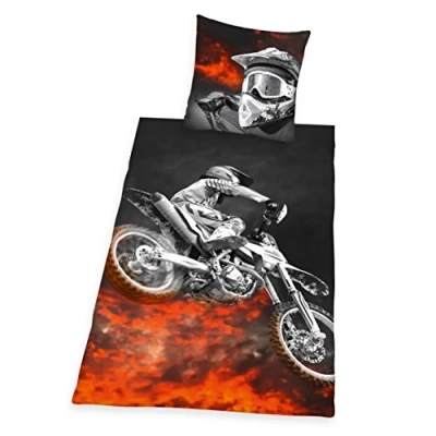 Immagine di Herding Young Collection Set di Biancheria da Letto, Federa Reversibile, Motocross, Copripiumino 135 x 200 cm, 80 Poliestere