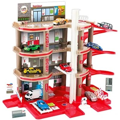 Immagine di STARLUX Total Super Station Service Autentico Piccolo Garage per Auto con Stazione di Servizio Completa 4 Livelli, Colore Rosso, Grigio, Nero, 12 x 37.7 42.5 cm, 401006