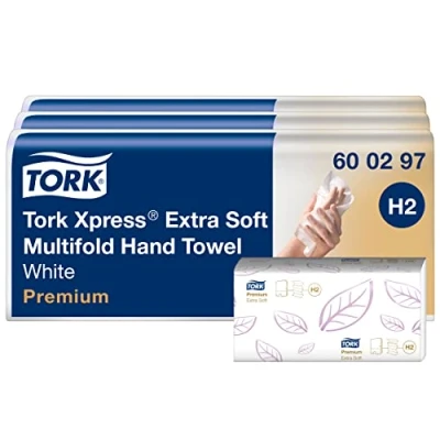 Immagine di Tork Xpress Asciugamani intercalati piegati a M Extra Soft Premium, compatibili con il sistema H2, 2 veli, 1 conf. x 700 asciugamani, colore bianco