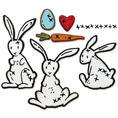 Immagine di Sizzix, Set di 15 fustelle Thinlits, confezione da pezzi, motivo coniglietto Tim Holtz, 666293, Multicolore, One Size