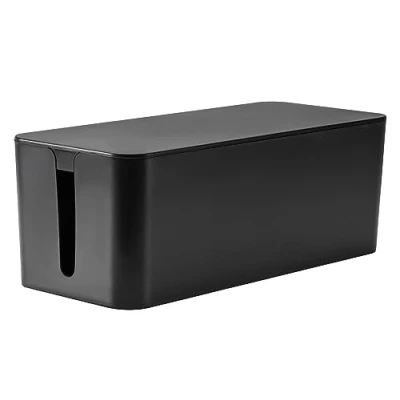 Immagine di RICOO Nascondi cavi scatola Z3201 B Organizza cavi, per gestione con 2 aperture laterali, ideale scrivania, 32 x 13,5 12,7 cm, Nero.
