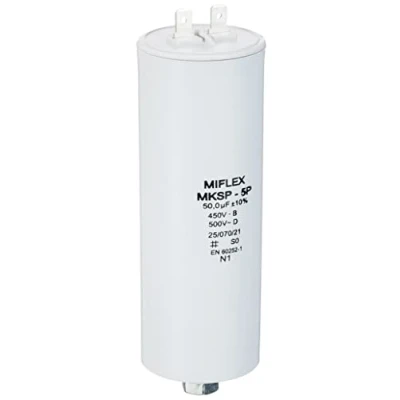 Immagine di condensatore di avviamento, per motore 50µf, 450 V, 45 x 119 mm, connettore M8, Miflex, 50µf