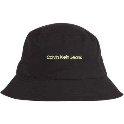 Immagine di Calvin Klein Jeans INSTITUTIONAL Bucket Hat K50K511795 Altro Cappello, Nero (Black/Sharp Green), OS Uomo