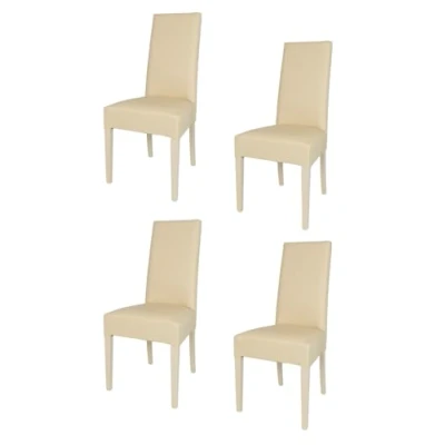 Immagine di t m c s Tommychairs Set 4 sedie Imbottite Modello Luisa per Cucina e Sala da Pranzo, Robusta Struttura in Legno di faggio Sabbia, Seduta Schienale Rivestiti Pelle Artificiale Sabbia