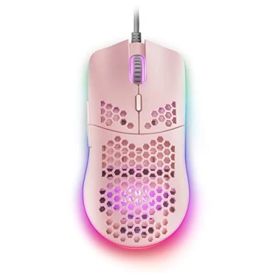 Immagine di MARSGAMING MMAXP Rosa, Mouse RGB 12400 DPI, Ultraleggero 69 g, cavo flexible, Soft