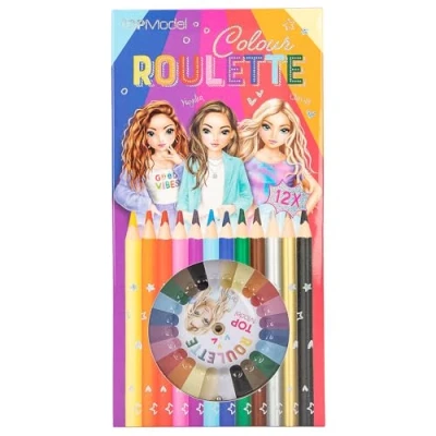 Immagine di Depesche 12103 TOPModel Colour Gioco da colorare con 12 pastelli Sottili e Una Roulette Pallina per Scegliere Il Colore successivo, Multicolore