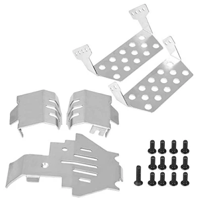Immagine di Dilwe Set di Armature per Telaio RC, Parafango Protezione Armatura in Acciaio Inossidabile 4 82056 Parte Aggiornamento RC (Argento)