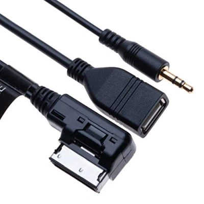 Immagine di Keple AMI MDI a AUX 3.5mm USB Adaptateur de câble d&#039;interface pour médias musicaux Compatibile con Audi A6L Q5 Q7 A8 S5 A5 A4L A3 VW Volkswagen GTI CC Skoda Fabia Octavia radio del veicolo 1.5m