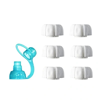 Immagine di ChooMee, tappi di ricambio per sacchetti alimentari riutilizzabili Include custodia SoftSip in silicone il controllo del flusso 6 bianchi + 1 Aqua