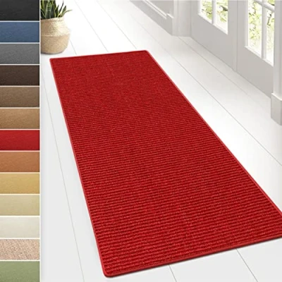 Immagine di Floordirekt tappeto in sisal Sylt, o passatoia di alta qualità, disponibile diversi colori e dimensioni, durevole resistente (66 x 200 cm, rosso)