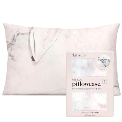 Immagine di Kitsch federa in 100% raso con cerniera, più morbida della seta, per capelli e pelle, rinfrescante, (standard/queen (confezione da 2), rosa cipria)
