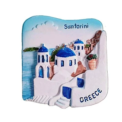 Immagine di Calamita da frigorifero 3D, souvenir turistico, Santorini Grecia, idea regalo per casa e cucina