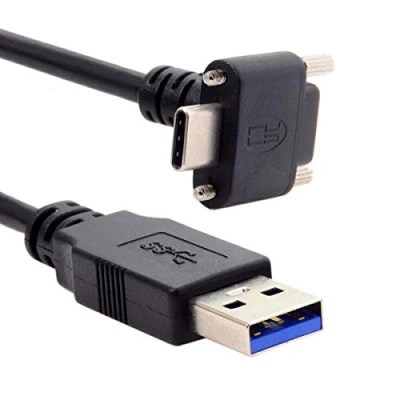 Immagine di Xiwai Down Up cavo dati USB 3.1 Tipo C con doppia vite di bloccaggio al 3.0 standard, 90 gradi per fotocamera (3,0 m)