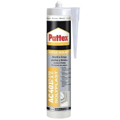 Immagine di Pattex Sigillante Silicone Acrilico AC 401 Flexo Pac, per Giunti e Crepe, Davanzali, Porte, Battiscopa, Indore, Sigillature Interni ed Esterni, Bianco, Cartuccia da 300ml